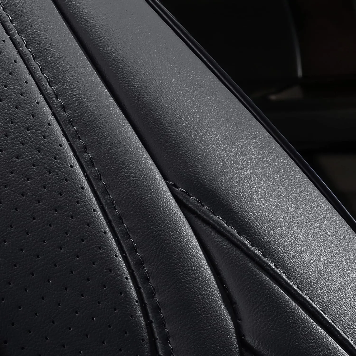 Huidasource Tacoma Seat Covers Full Set, Full Coverage Leather Truck Seat Cushion Cover Custom Fit for 2005-2015 Double & Crew Cab 2nd Gen Toyota Tacoma Base Prerunner SR5 Limited(Full Set/Black)