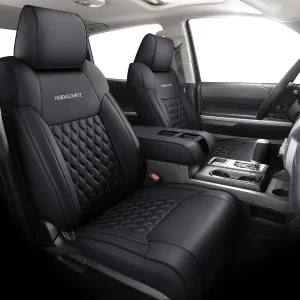 Huidasource Tacoma Seat Covers Full Set, Full Coverage Leather Truck Seat Cushion Cover Custom Fit for 2005-2015 Double & Crew Cab 2nd Gen Toyota Tacoma Base Prerunner SR5 Limited(Full Set/Black)