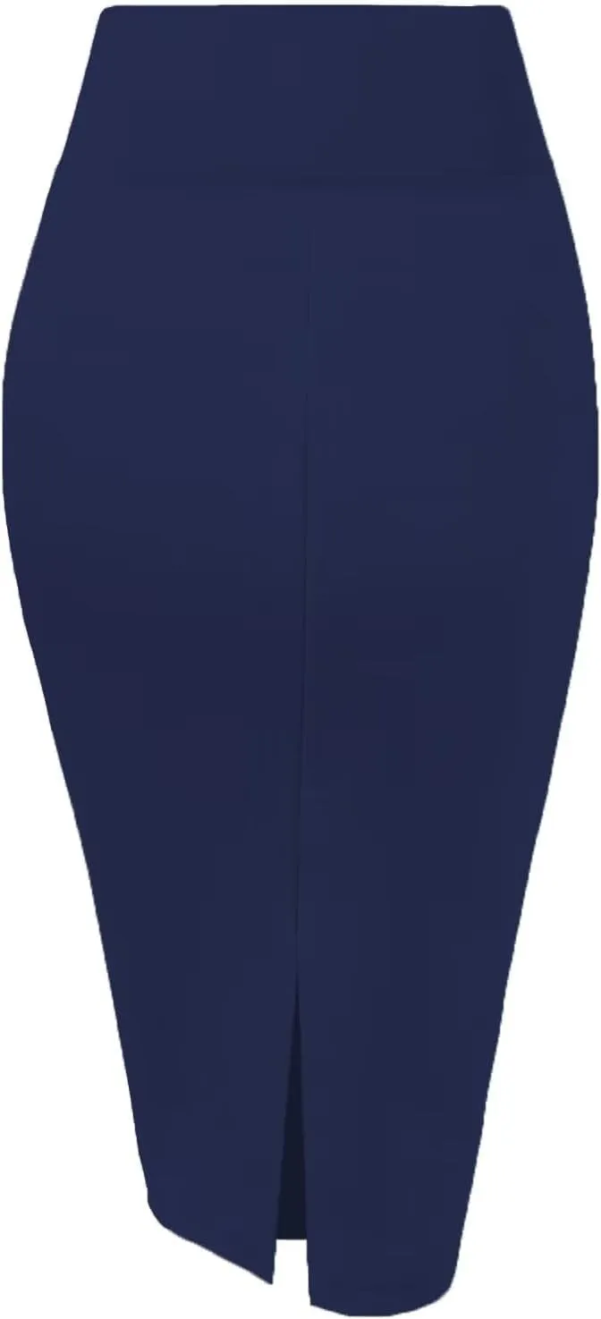 Hybrid & Company Womens Pencil Skirt Premium Nylon Ponte Stretch Office Made in The USA Below Knee