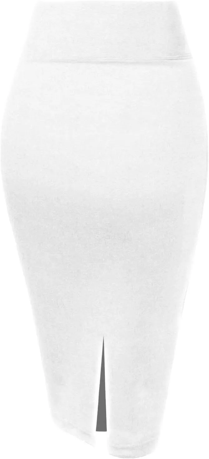 Hybrid & Company Womens Pencil Skirt Premium Nylon Ponte Stretch Office Made in The USA Below Knee