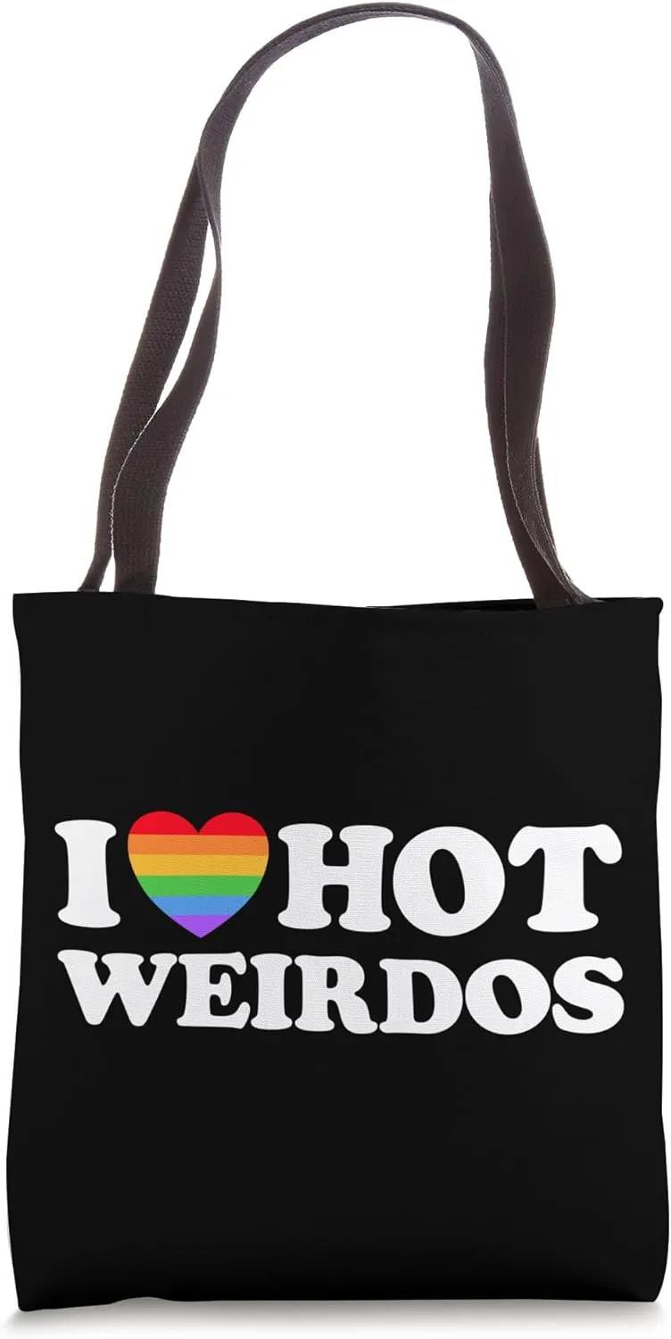 I Love Hot Weirdos Funny Geek Outsider Art Weird Queer Pride Tote Bag