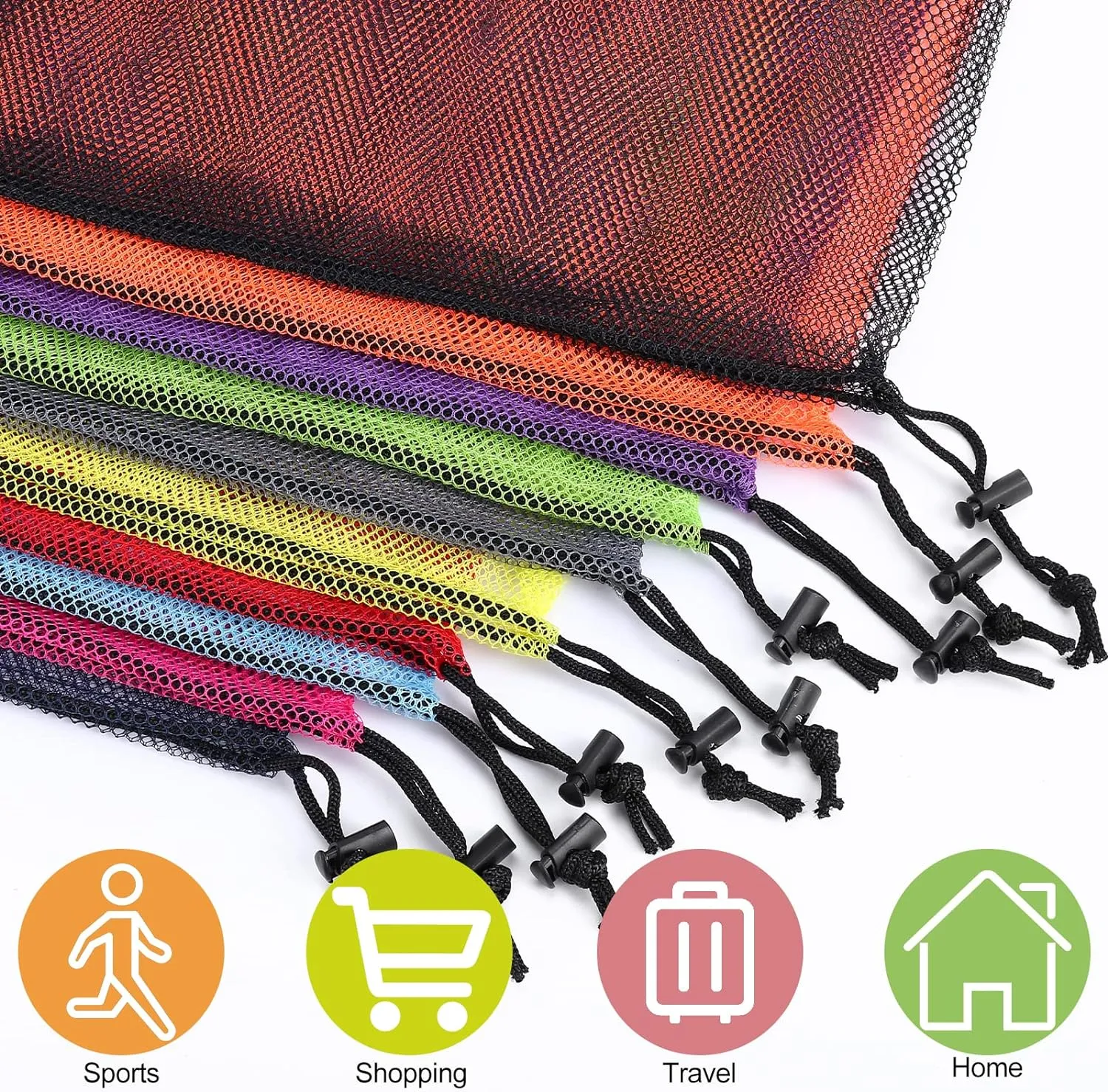 iMucci 13"X15.5" 100Pcs Mesh Laundry Drawstring Bag Nylon Drawstring Gym Bag with Cord Lock Closure