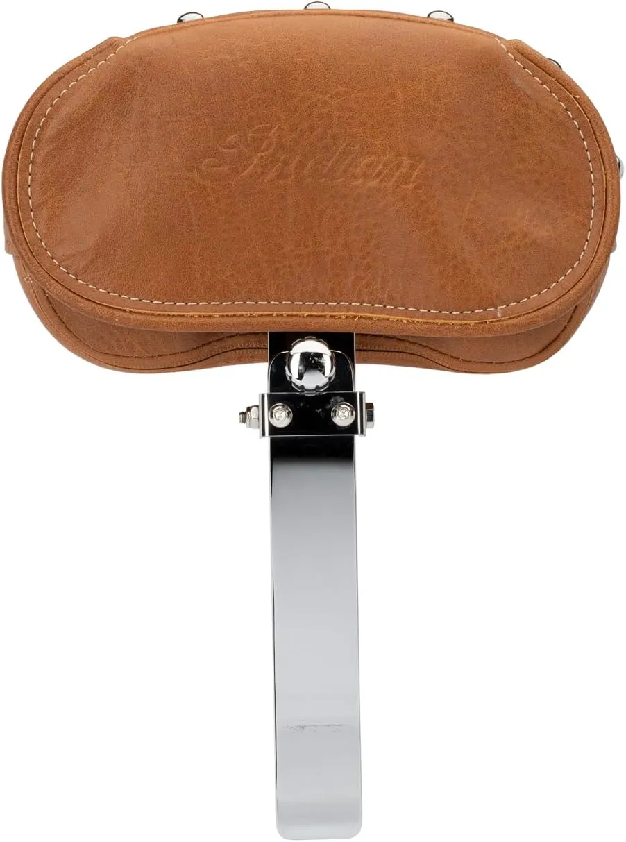 Indian Motorcycle Rider Backrest Pad, Genuine Leather, Desert Tan With Studs, for Pursuit, Challenger, Chieftain, Roadmaster, Chief, Springfield Models and More, Adjustable, for Comfort - 2879542-06