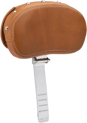 Indian Motorcycle Rider Backrest Pad, Genuine Leather, Desert Tan With Studs, for Pursuit, Challenger, Chieftain, Roadmaster, Chief, Springfield Models and More, Adjustable, for Comfort - 2879542-06
