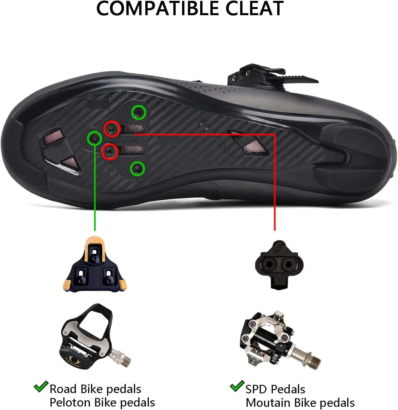 Indoor Cycling Shoes for Men Women Compatible with Peloton Bike Pre-Installed with Look Delta Cleats Outdoor Road Biking