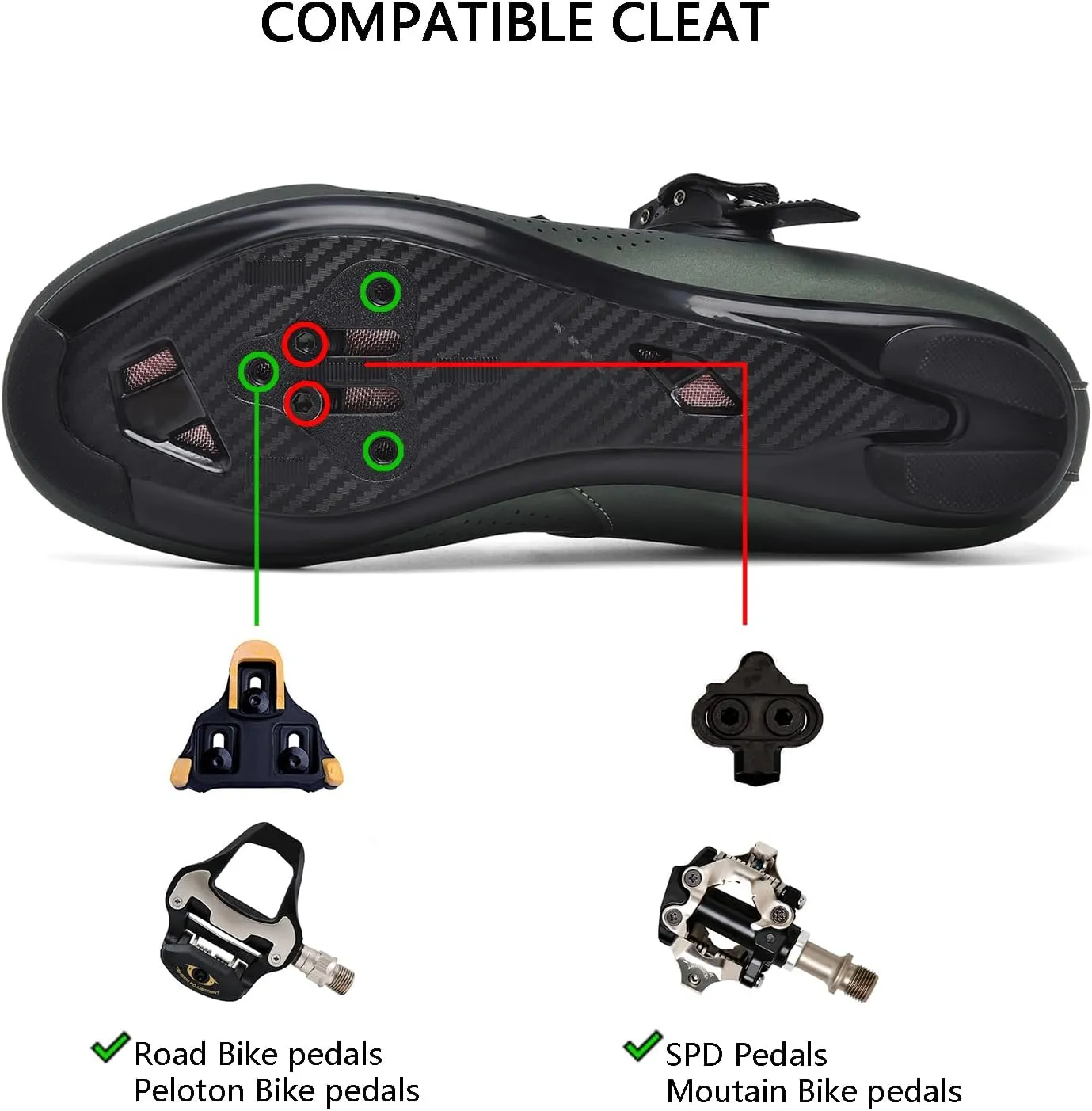 Indoor Cycling Shoes for Men Women Compatible with Peloton Bike Pre-Installed with Look Delta Cleats Outdoor Road Biking