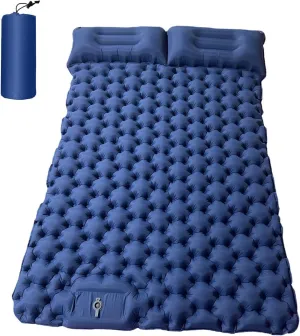 Inflatable ma ttress, 2 Person Camping Mat with Air Pillow Portable Air Mattress Waterproof Backpacking Sleeping Pad, Dark Blue