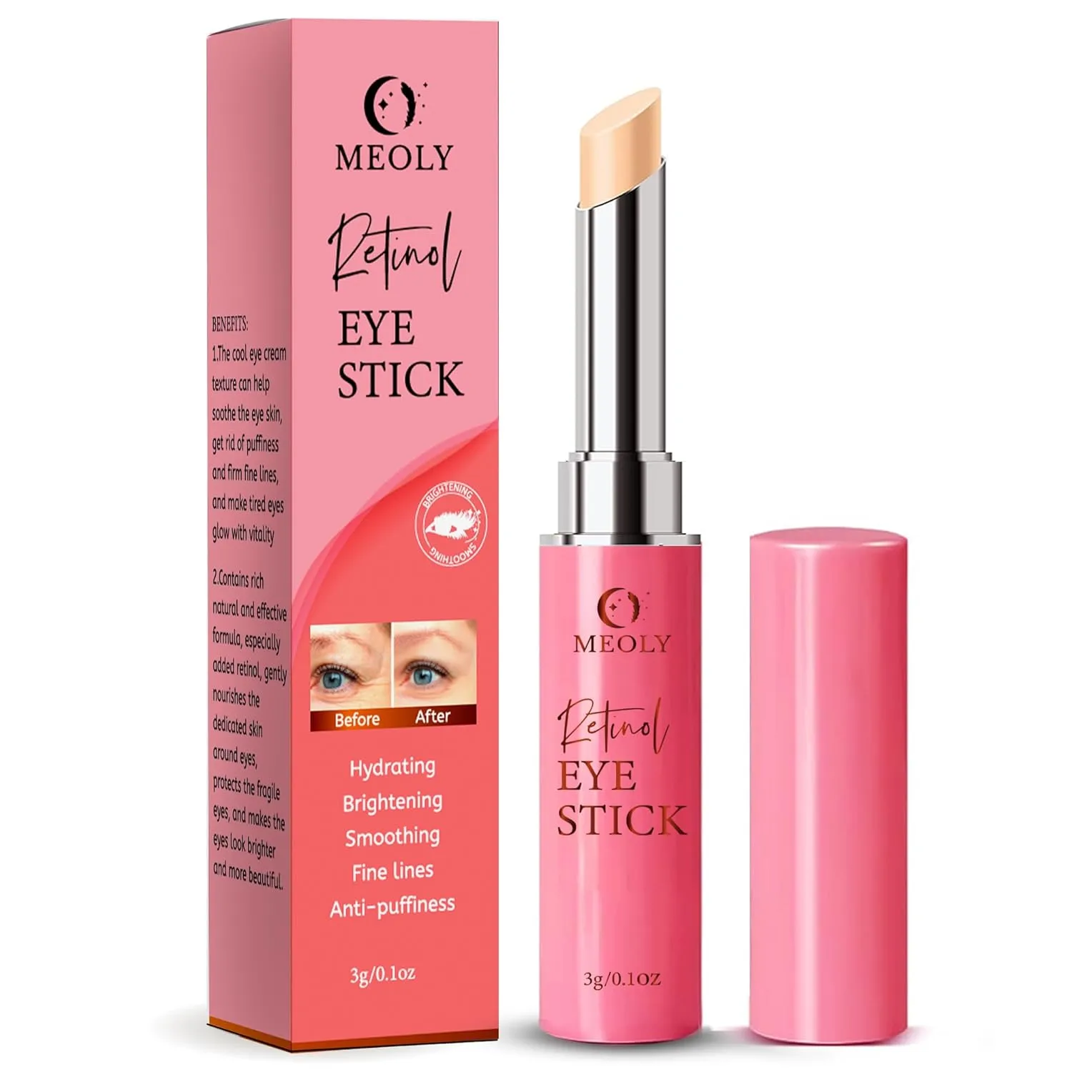 Instant Eye Bag Remover, Retinol Eye Cream for Dark Circles, Under Eye Brightener Stick, Under Eye Cream Anti Aging, Eye Cream for Wrinkles, Brightening Eye Cream for Puffiness and Bags