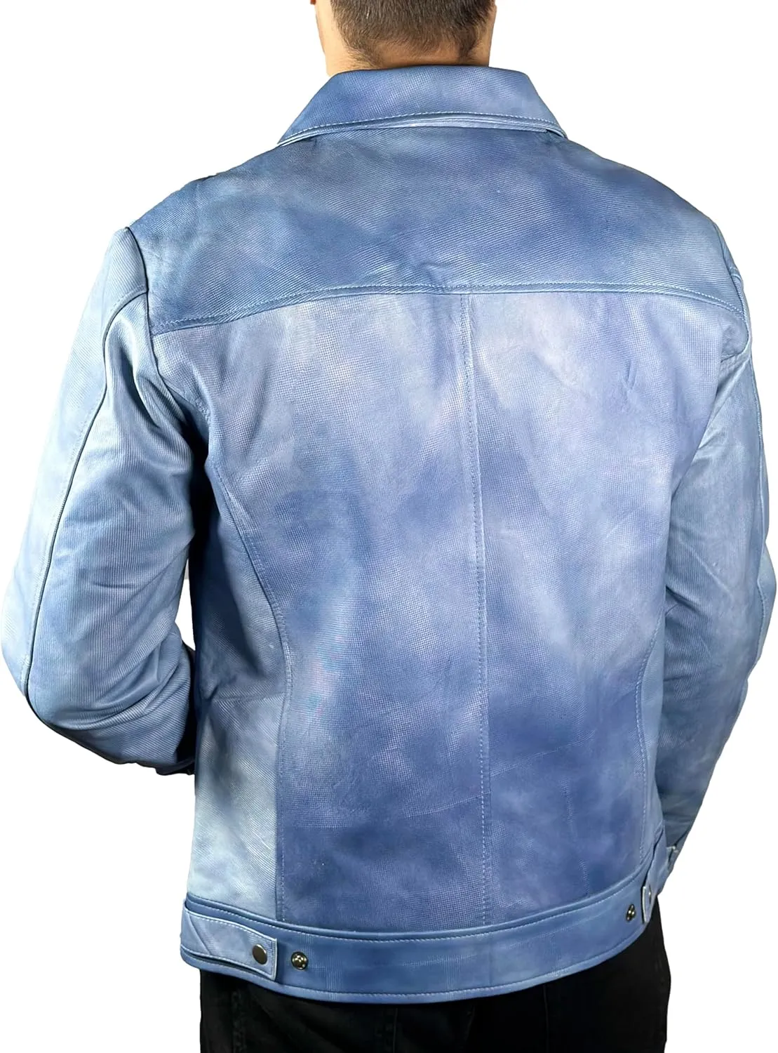 Isaac & David Chicago Men's New Black/Brown Lambskin Leather Classic Open Bottom Jacket Motorcycle Vintage Racing Jacket