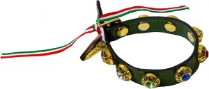 Italian Designer Jeweled Adjustable Emerald Leather Bracelets Signature Logo