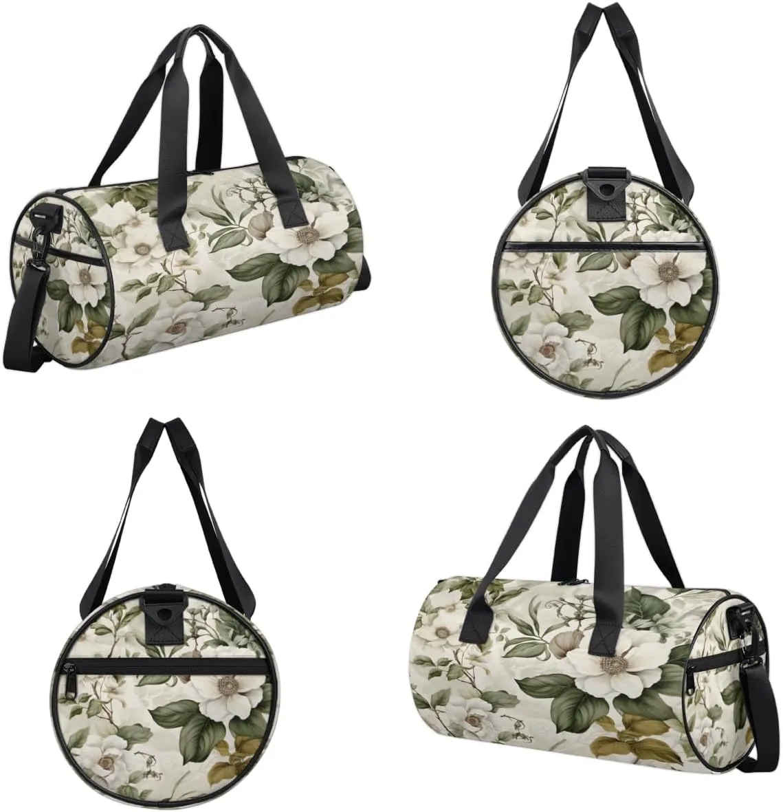 Ivory Petal Harmony Sports Duffel Bag with Shoulder Strap, Large Capacity Gym Bag with Shoe Compartment, Water Resistant Travel Duffle Bag for Men Women Travel, Sports (17.6x9x9 Inch)