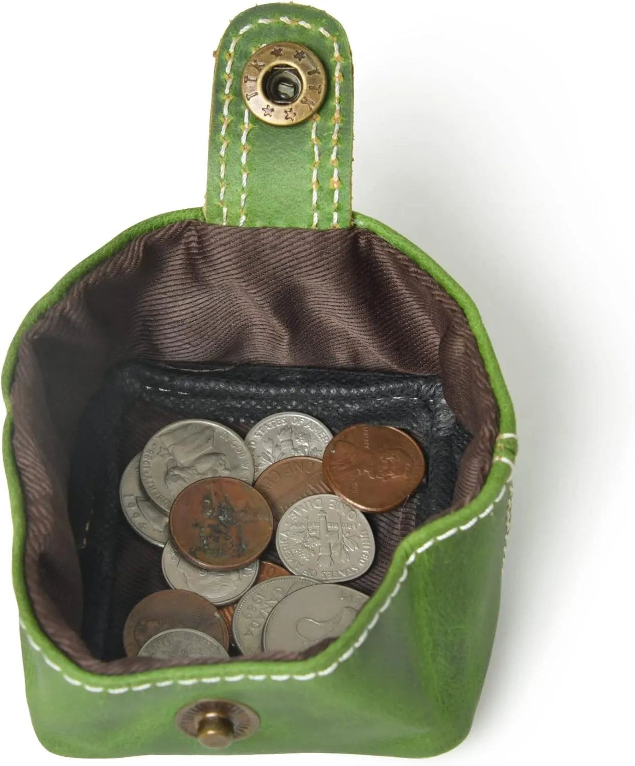Jajmo Legacy Leather Coin Pouch Change Holder Mini Pocket Wallet for Men Women (Green, Pack of 1)