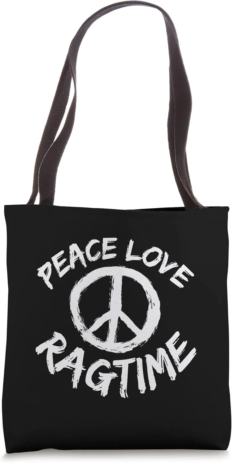 Jazz Ragtime Saying Design Jazz Music Peace Love Ragtime Tote Bag