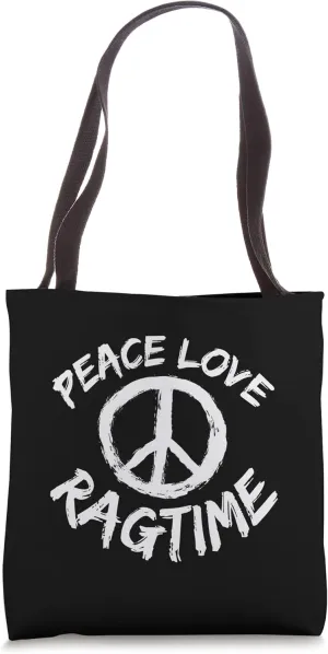 Jazz Ragtime Saying Design Jazz Music Peace Love Ragtime Tote Bag