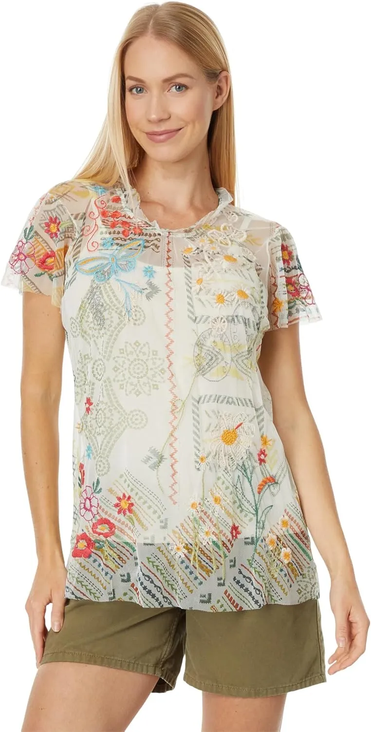 Johnny Was Merida Mesh Slip Blouse