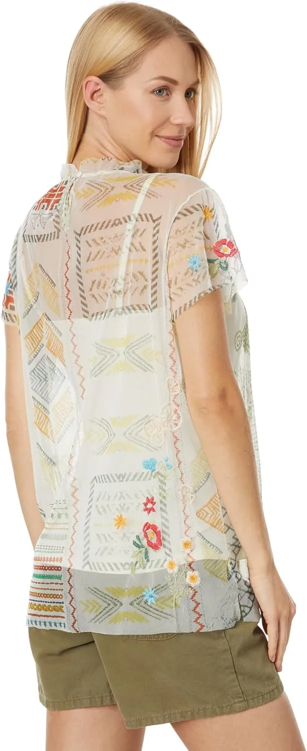 Johnny Was Merida Mesh Slip Blouse
