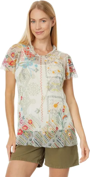 Johnny Was Merida Mesh Slip Blouse