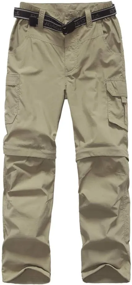 JOMLUN Boy’s Scout Pants Convertible Hiking Quick Dry Zip Off Pants Outdoor Climbing Casual Trouser Kids Youth Cargo Pants