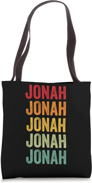 Jonah Rainbow Repetition of Jonah Name Text Tote Bag