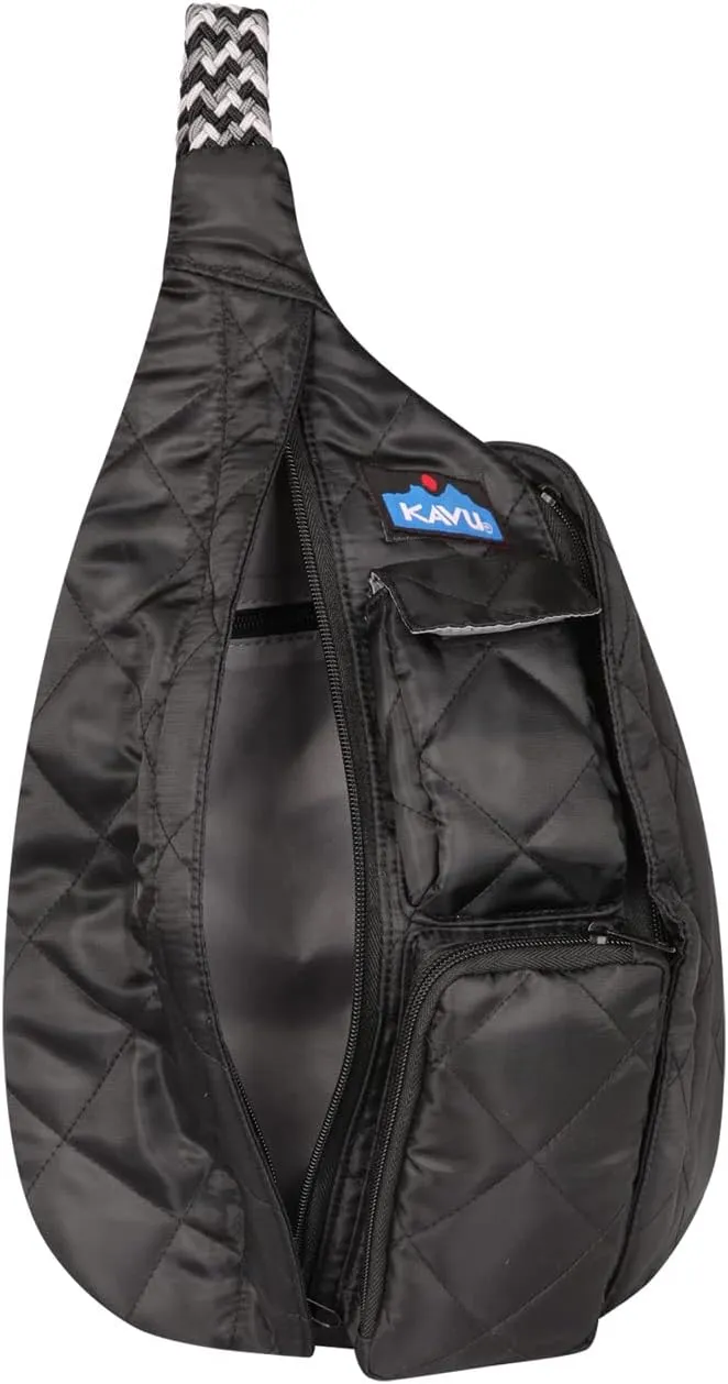 KAVU Mini Rope Puff Diamond Quilted Mini Sling Pack - Black