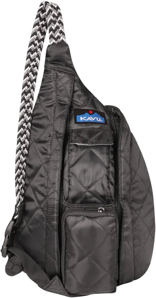 KAVU Mini Rope Puff Diamond Quilted Mini Sling Pack - Black