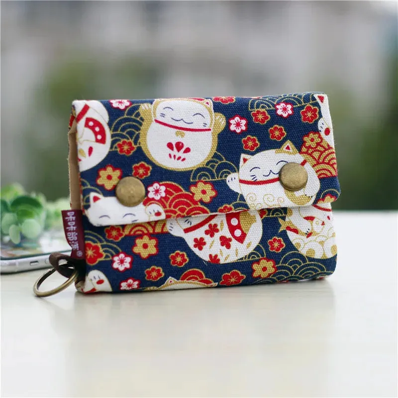Kawaii Canvas Coin Pouch 🌈✨ | Cute Cartoon Key Organizer Wallet for Girls 💖🎒 | Adorable Mini Money Bag!