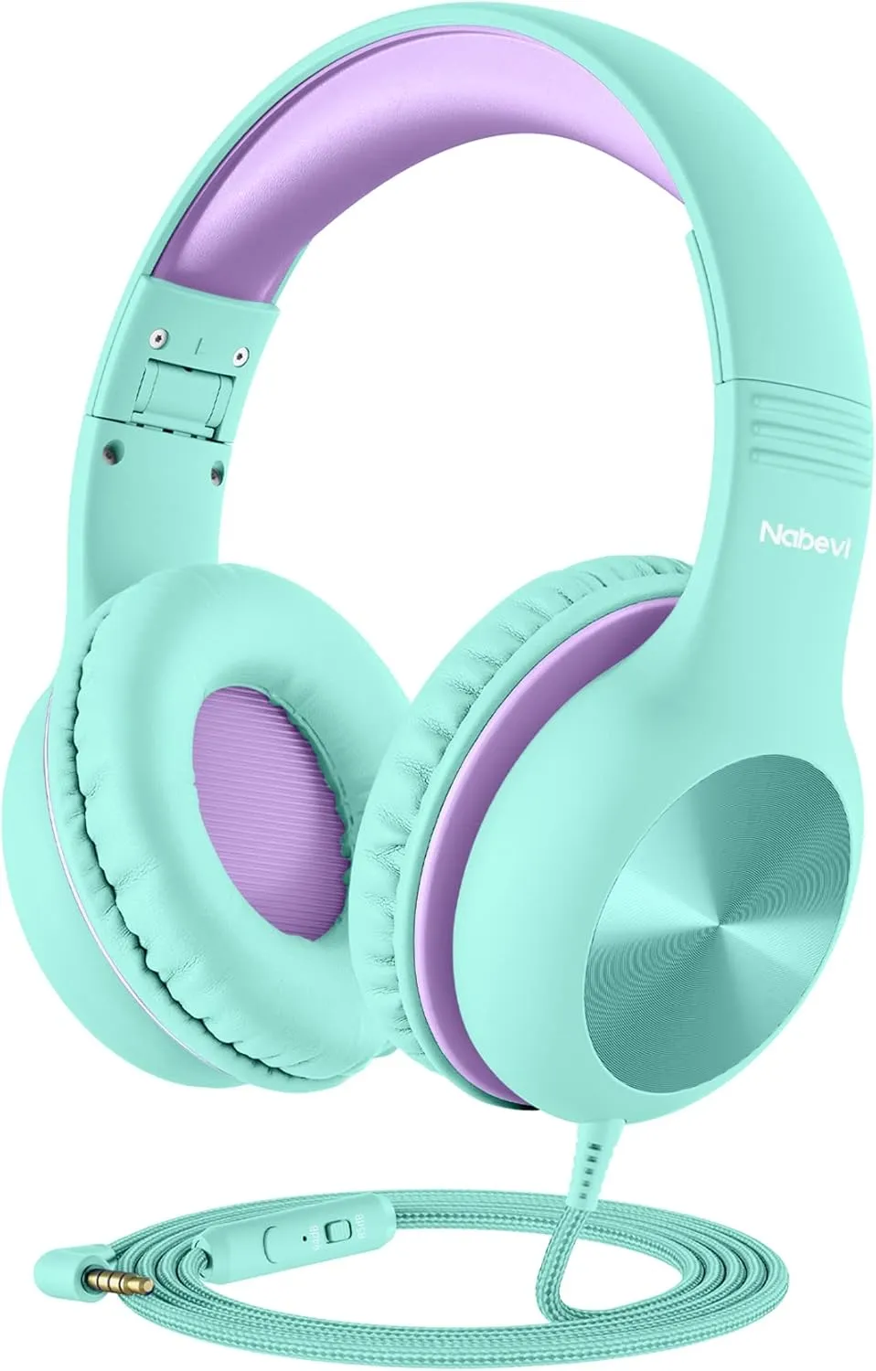 Kids Headphones with Microphone, Over-Ear Headphones for Kids with Sharing Function, 85dB/94dB Safe Volume Limit, Wired Headphone for Children, Kid Headset for School, Tablet, Travel, Green