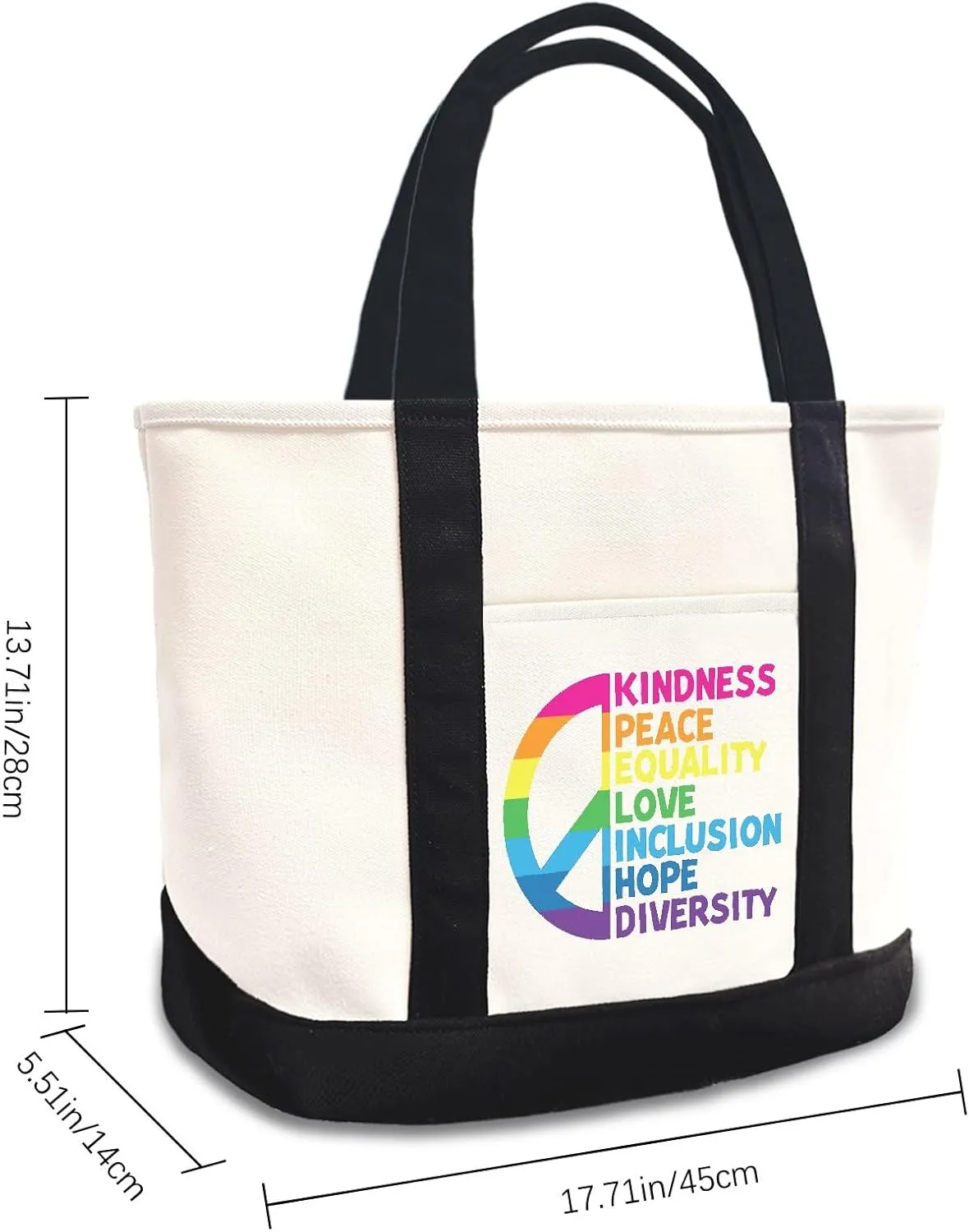 Kindness Peace Equality Love Inclusion Hope Diversity Canvas Tote Bag Canvas Tote Bag