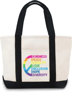 Kindness Peace Equality Love Inclusion Hope Diversity Canvas Tote Bag Canvas Tote Bag
