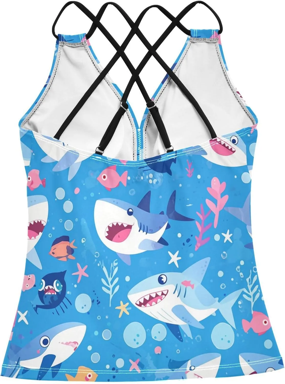 KLL Ocean Fish sea Masco Womens Tankini Top Quick-Dry V Neck Swim Tops