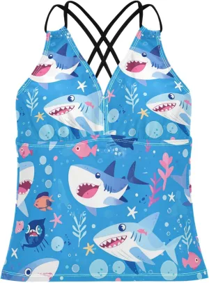 KLL Ocean Fish sea Masco Womens Tankini Top Quick-Dry V Neck Swim Tops