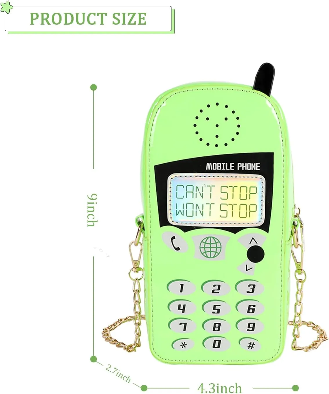 KUANG! Women Cute Digital Mobile Phone Shaped Shoulder Bag Funny Crossbody Bag Pu Messenger Chain Purse for Girls