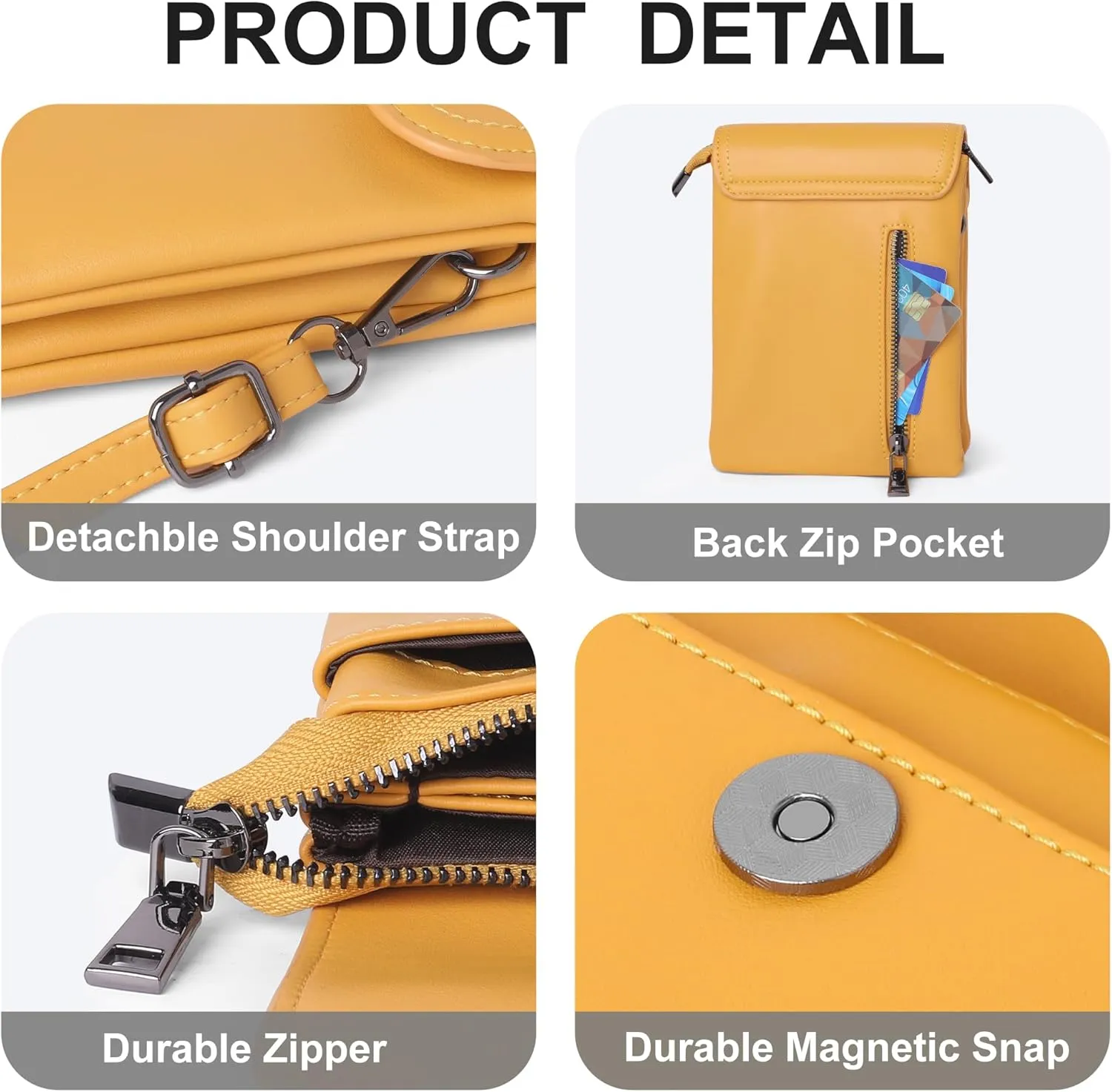 KUKOO Small Crossbody Bags for Women Cell Phone Purse Wallet Bag PU Leather with Shoulder Strap