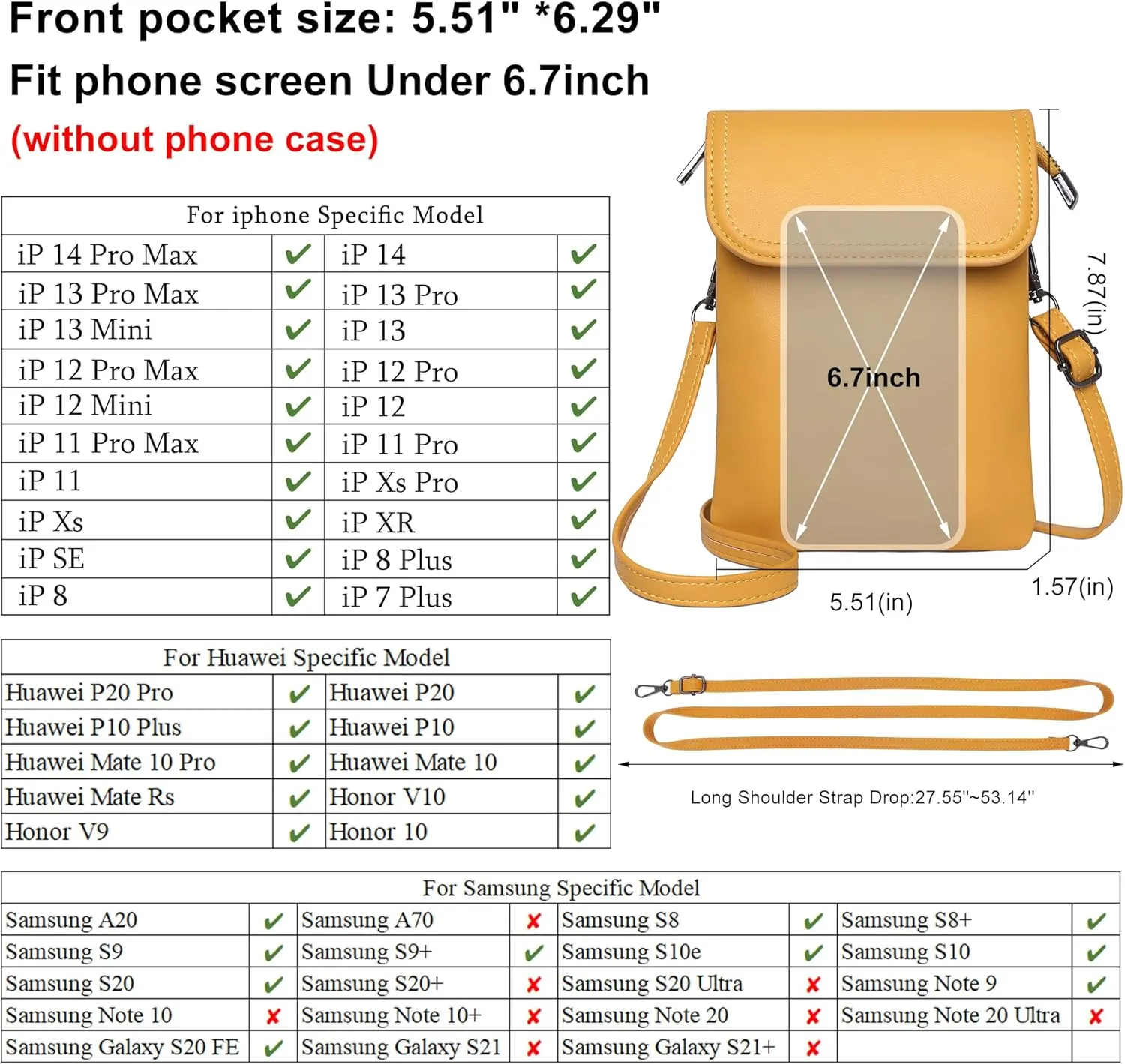 KUKOO Small Crossbody Bags for Women Cell Phone Purse Wallet Bag PU Leather with Shoulder Strap
