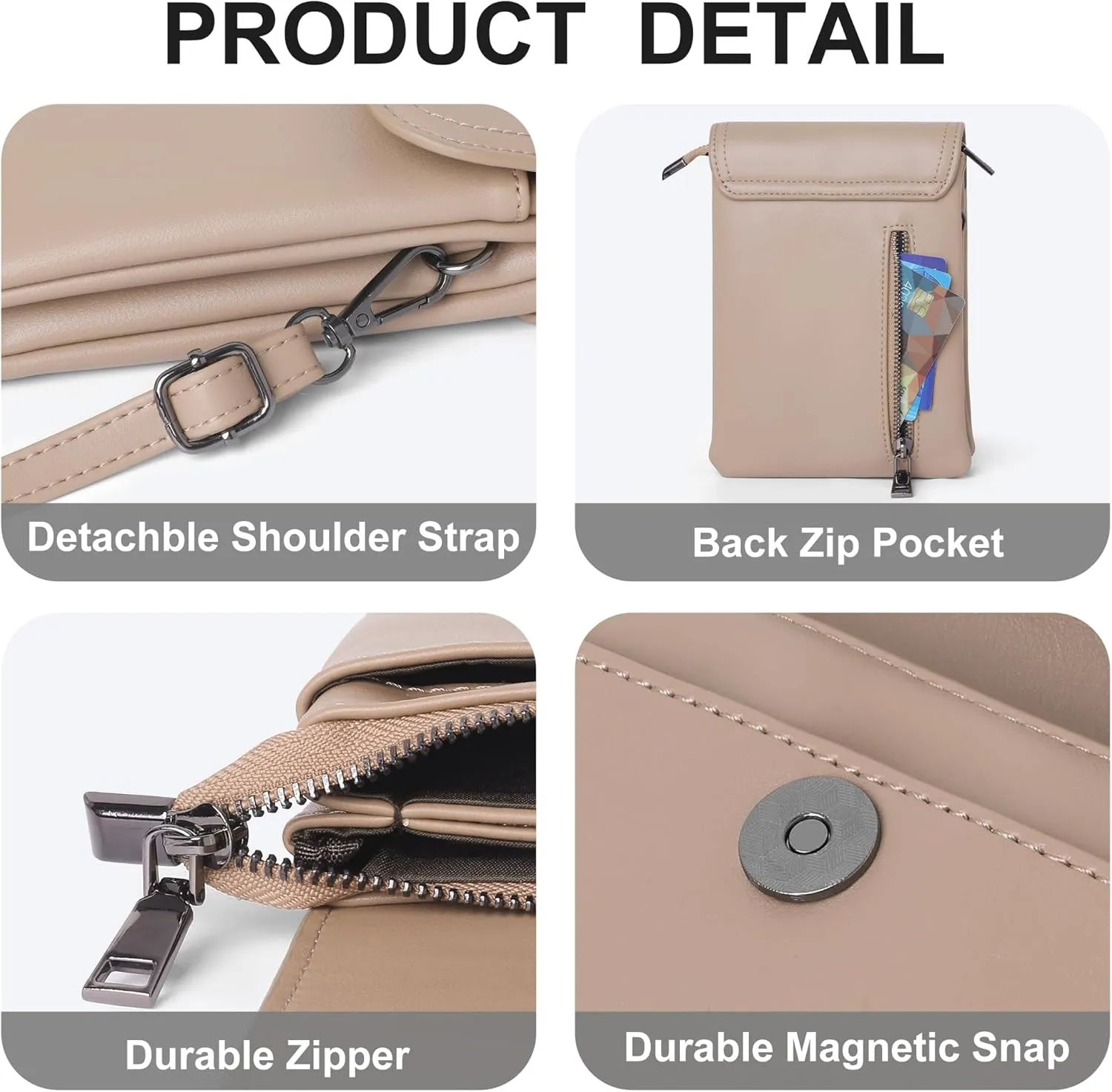 KUKOO Small Crossbody Bags for Women Cell Phone Purse Wallet Bag PU Leather with Shoulder Strap