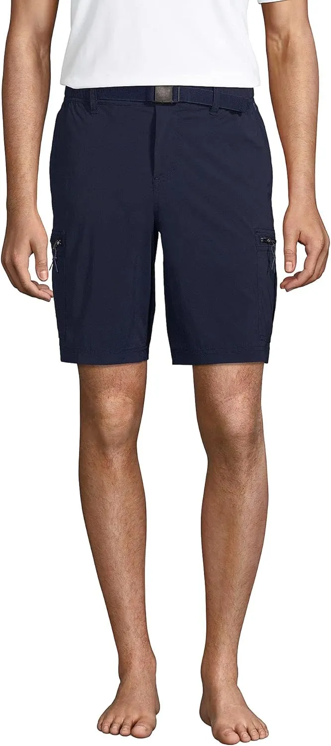 Lands' End Mens Quick Dry 9H Inch Cargo Short No Liner Radiant Navy Regular Small