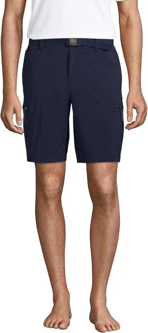 Lands' End Mens Quick Dry 9H Inch Cargo Short No Liner Radiant Navy Regular Small