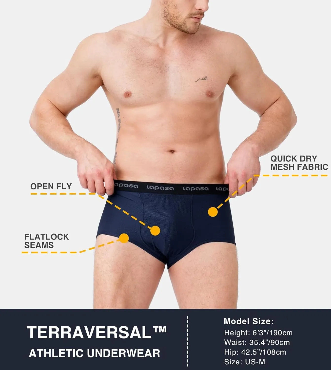 LAPASA Men's Quick Dry Travel Underwear, Terraversal Series Mesh Breathable Trunks/Boxer Briefs/Boxers (2 & 3 Packs)