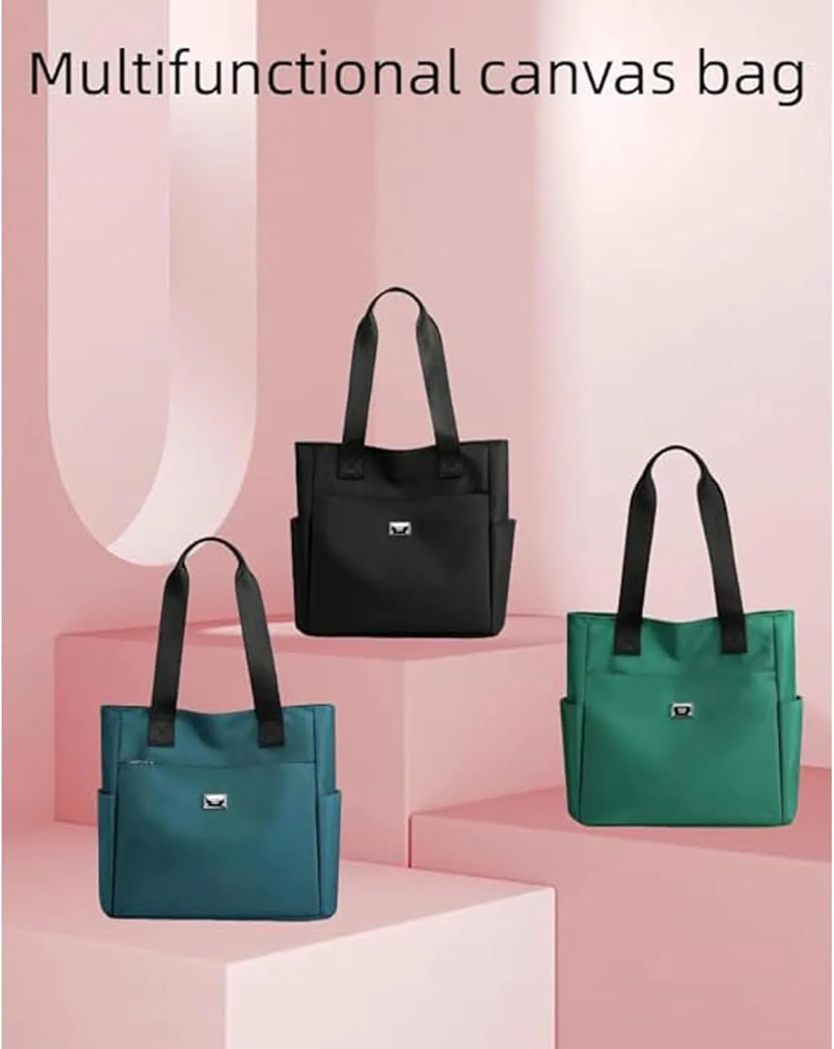 Large Capacity Water Repellent Multi Pocket Nylon Shoulder Bag, Nylon Waterproof Handbags, for Work Travel