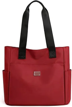 Large Capacity Water Repellent Multi Pocket Nylon Shoulder Bag, Nylon Waterproof Handbags, for Work Travel