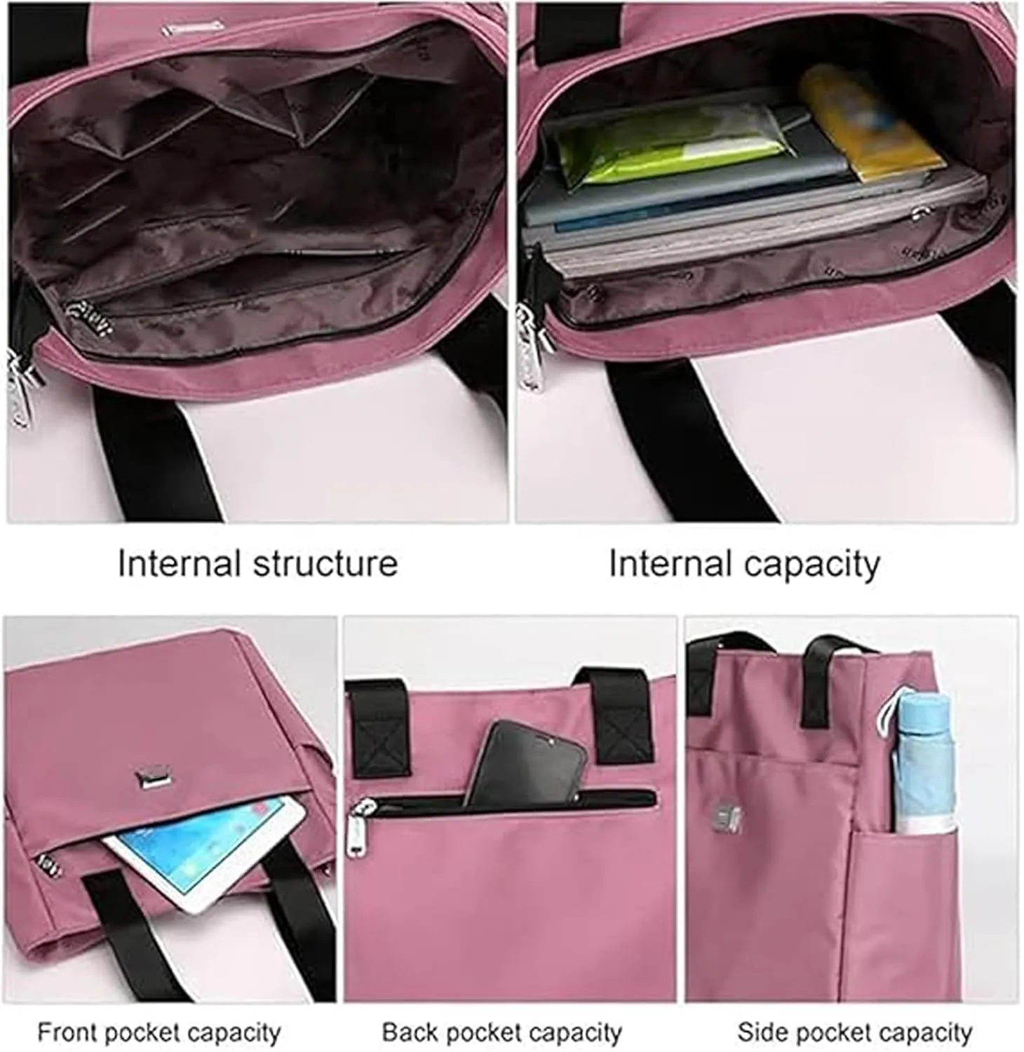 Large Capacity Water Repellent Multi Pocket Nylon Shoulder Bag, Nylon Waterproof Handbags, for Work Travel