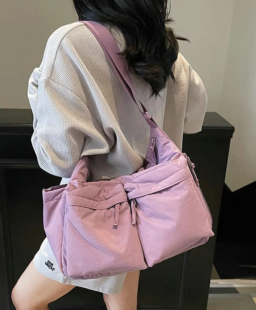 Large Crossbody Tote Bags Waterproof Nylon Shoulder Bag Multi-Pockets Sling Purse Messenger Bags Casual Work Handbag
