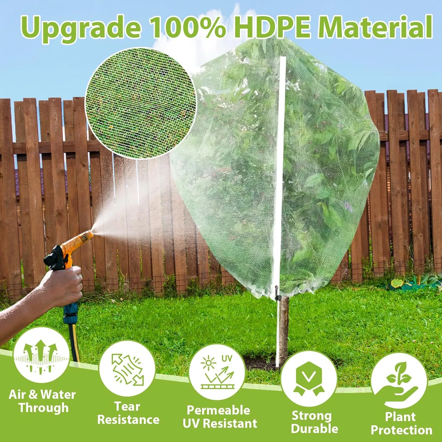 Large Fruit Tree Netting with Drawstring and Zipper, 10 * 10FT Garden Netting for Garden Protection, Insect Bird Netting for Fruit Trees, Protection from Anti Birds, Bugs,Cicadas, Insects