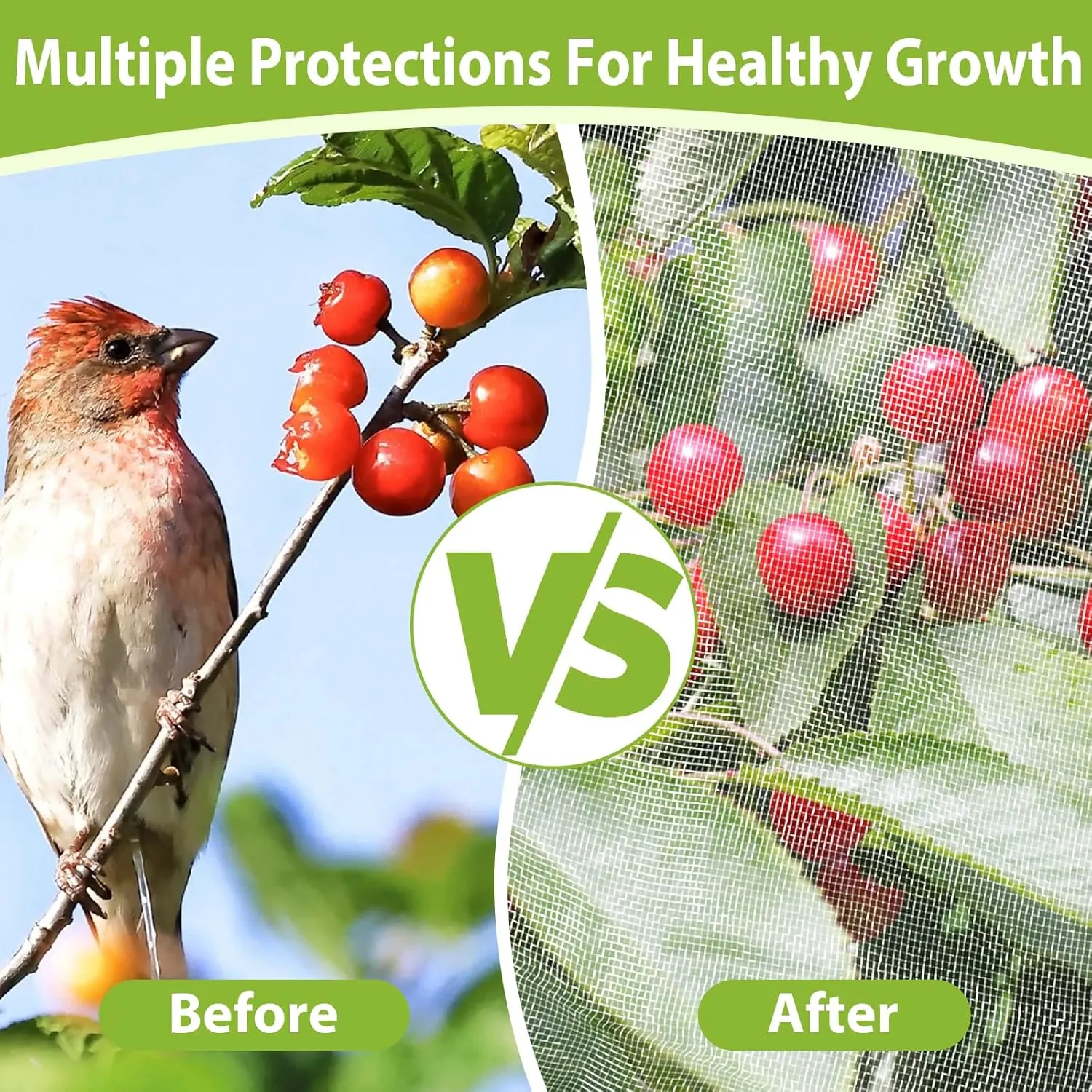 Large Fruit Tree Netting with Drawstring and Zipper, 10 * 10FT Garden Netting for Garden Protection, Insect Bird Netting for Fruit Trees, Protection from Anti Birds, Bugs,Cicadas, Insects