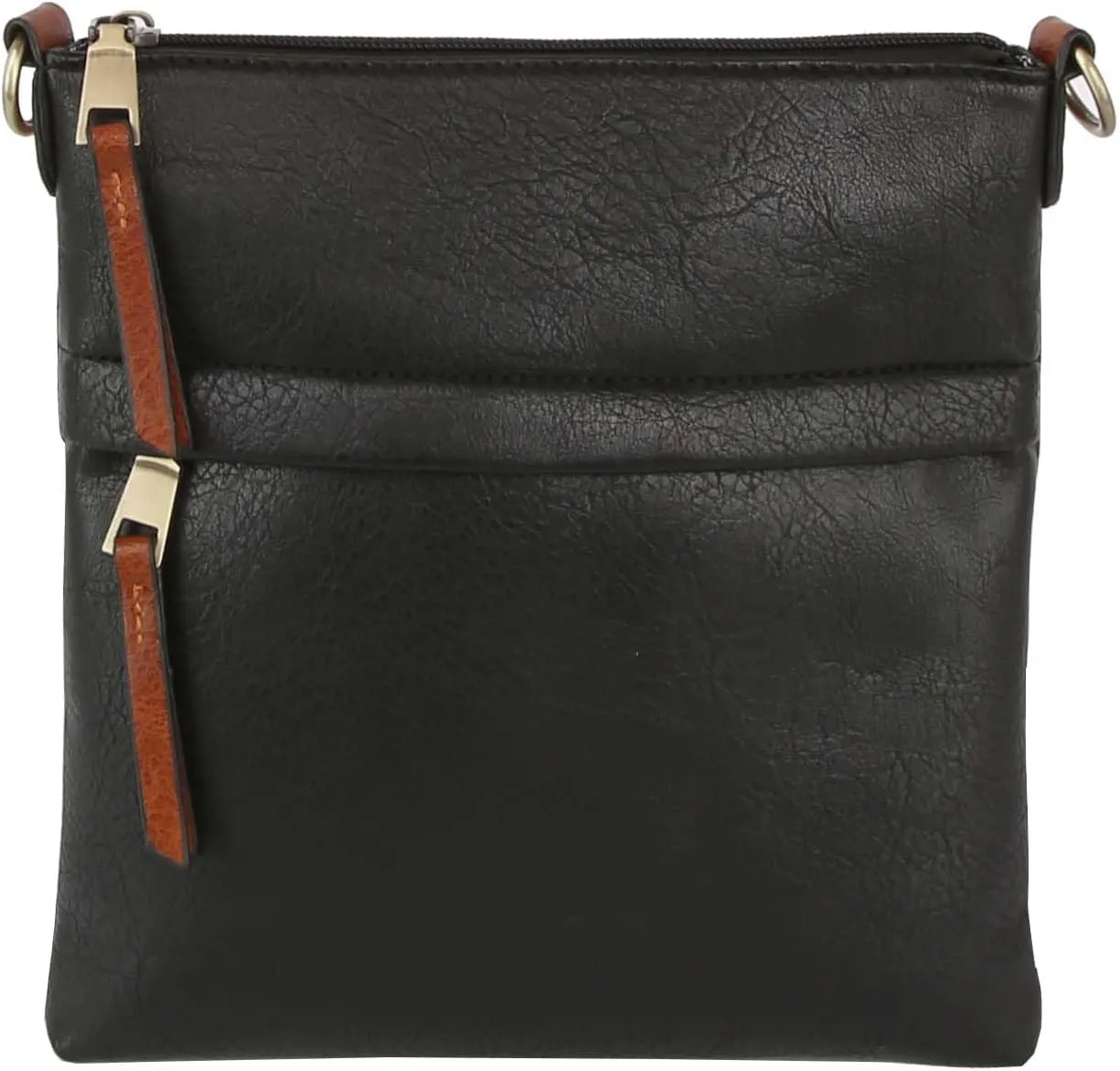 Le Miel Vegan Leather Double Zipper Square Crossbody Bag - Chic Companion for Women's Everyday Casual Occasions