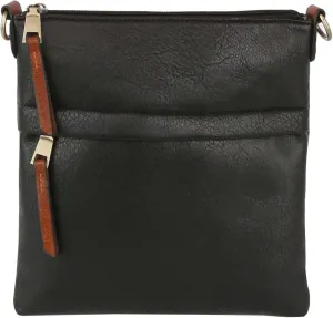 Le Miel Vegan Leather Double Zipper Square Crossbody Bag - Chic Companion for Women's Everyday Casual Occasions