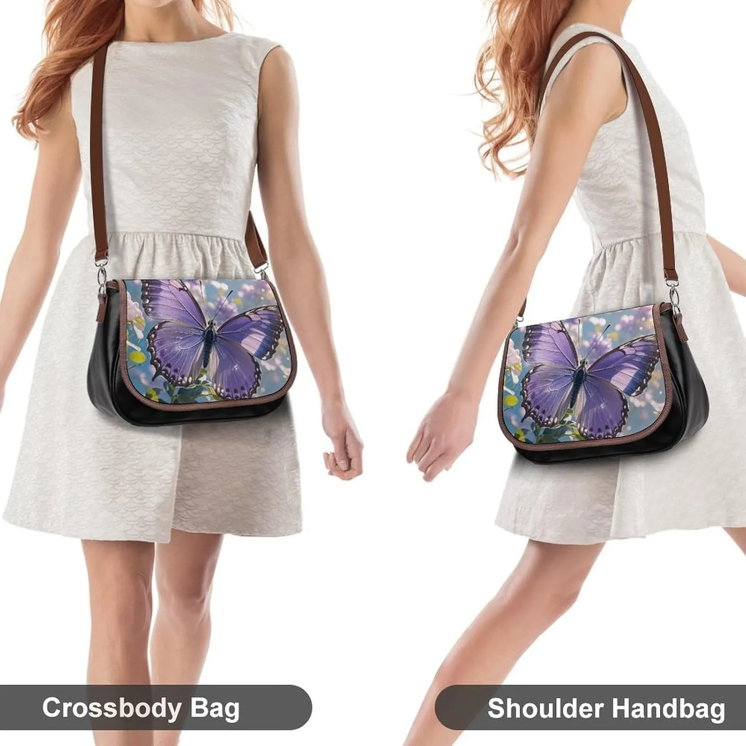 Leather Crossbody Bag for Women Squirrel Eats Nuts Detachable Strap Handbags Travel Purse Shoulder Bags for Daily Use