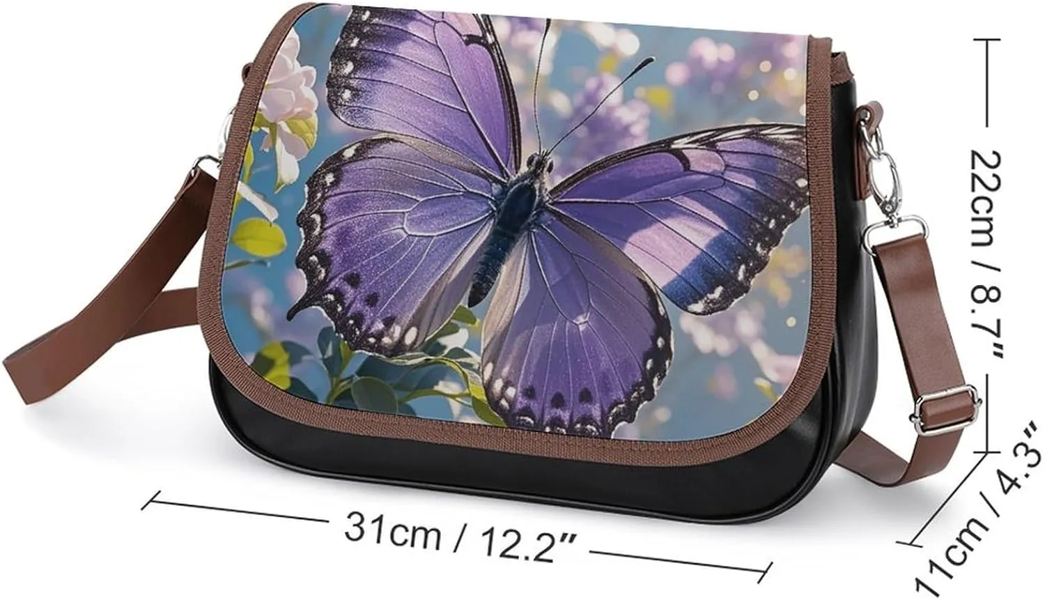 Leather Crossbody Bag for Women Squirrel Eats Nuts Detachable Strap Handbags Travel Purse Shoulder Bags for Daily Use