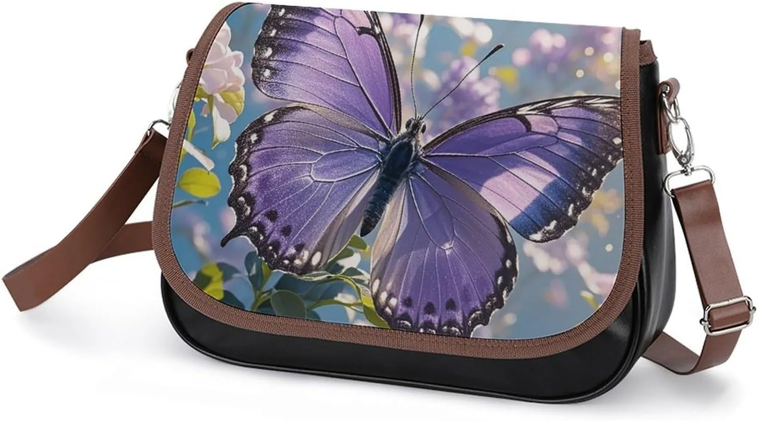 Leather Crossbody Bag for Women Squirrel Eats Nuts Detachable Strap Handbags Travel Purse Shoulder Bags for Daily Use