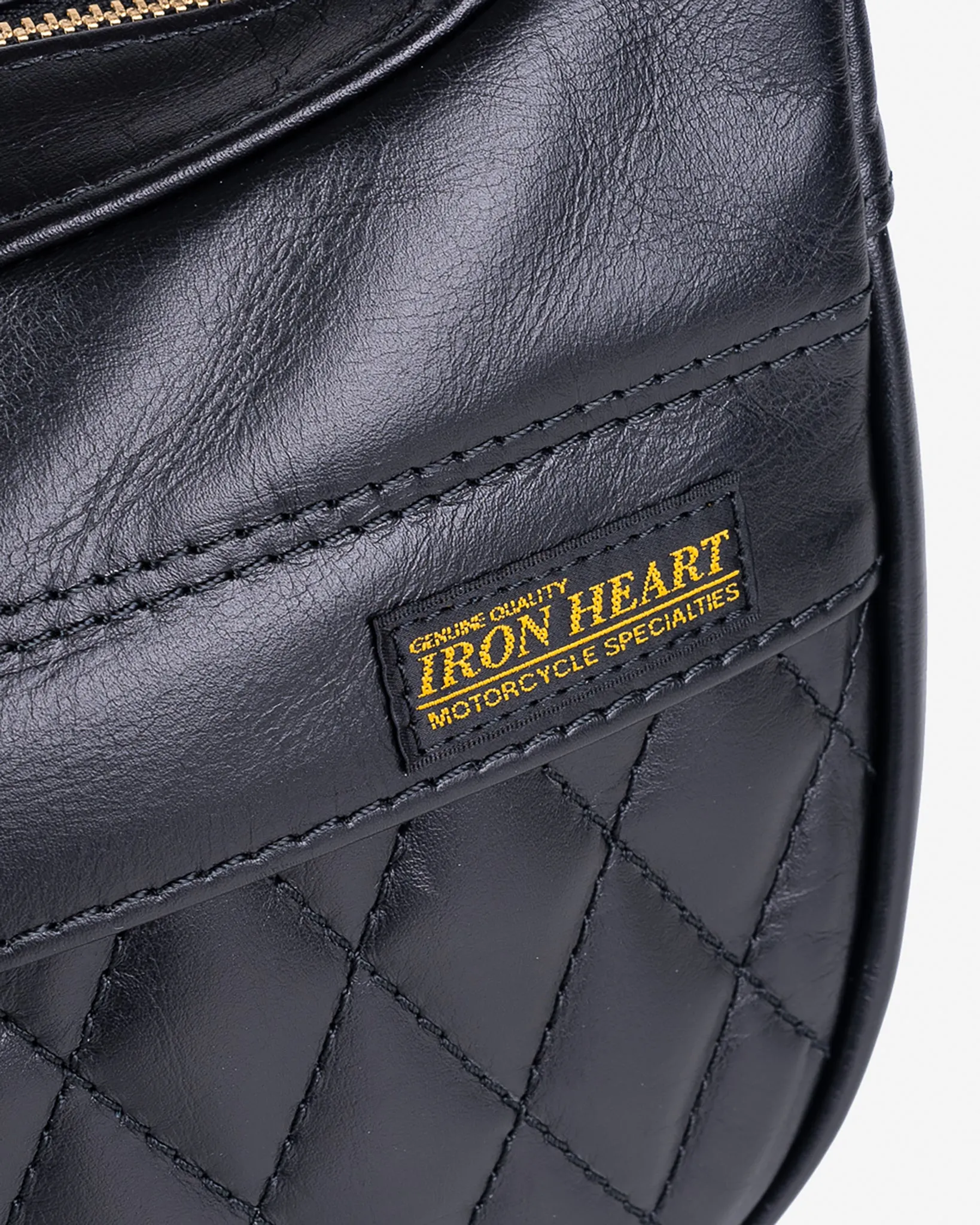 Leather Diamond Stitched Shoulder Bag - Black